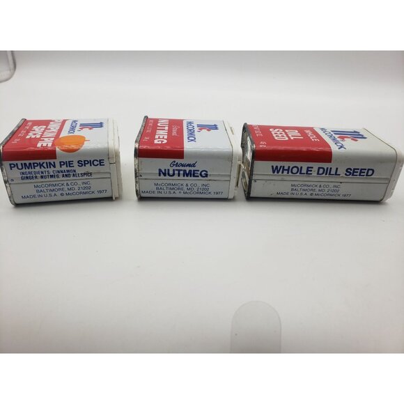 McCormick Metal Spice Tins Nutmeg Dill Seed Pumpkin Pie Spice Vintage - Picture 5 of 6